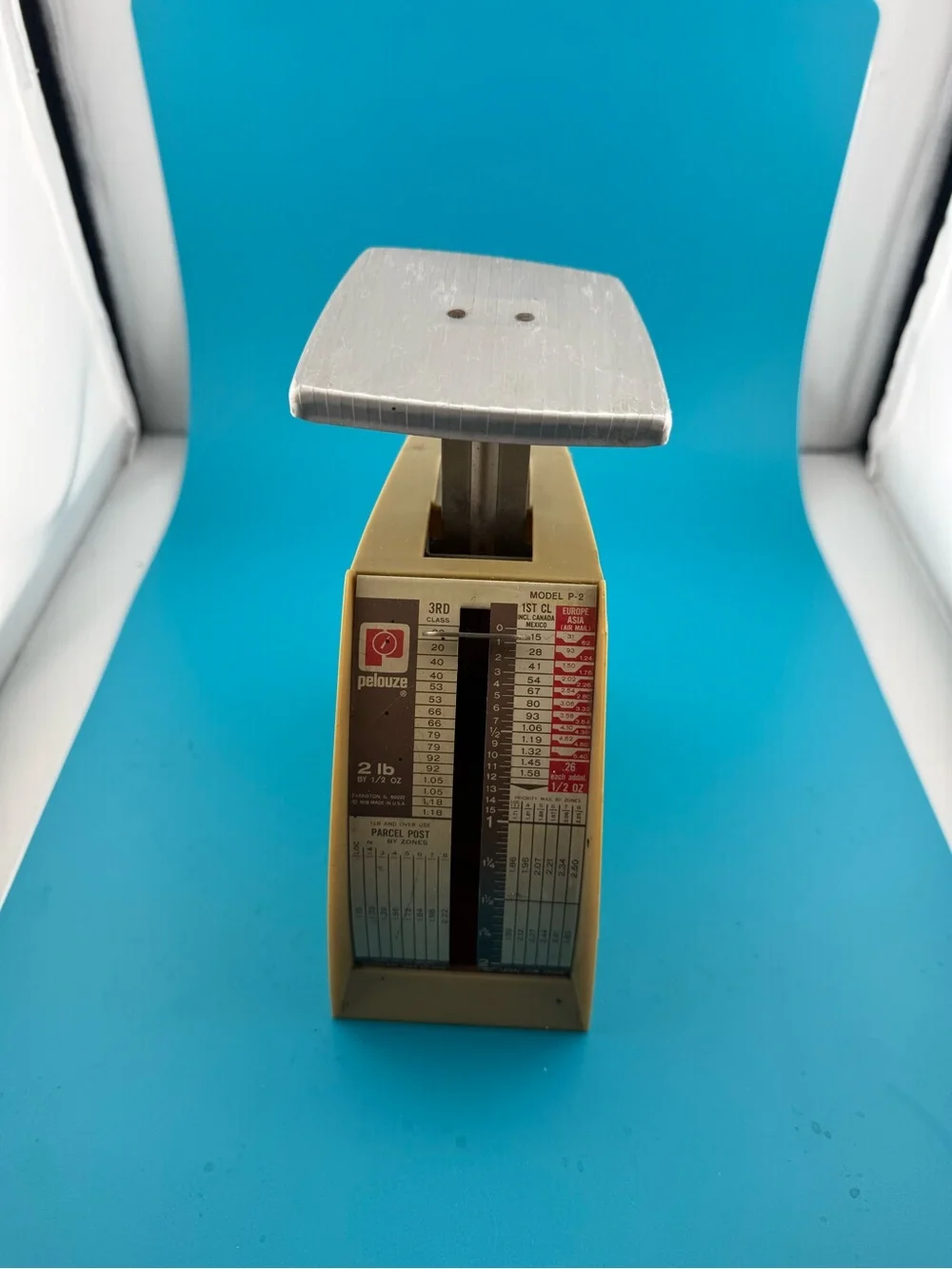 Vintage Pelouze Model P-2 Mechanical Postal Scale 2 lb Mid Century Office